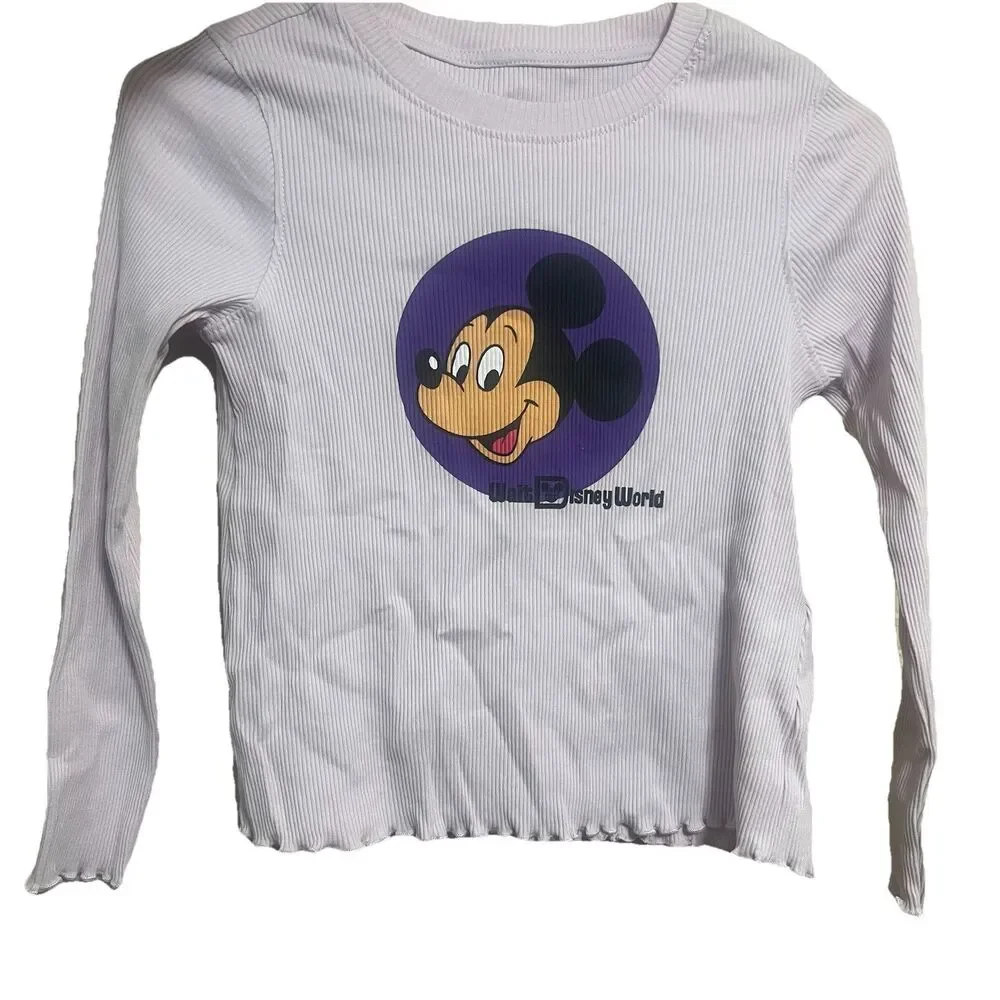 New Disney Park WDW Lilac Mickey LS Tee 9/10 Cotton